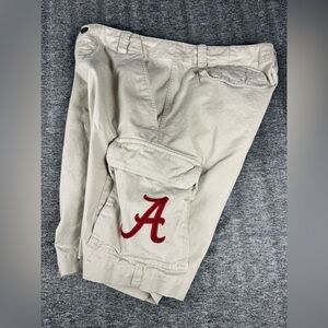 Mens Chiliwear Khaki Cargo Shorts Alabama Crimson Tide Embroidered Logo Size 36